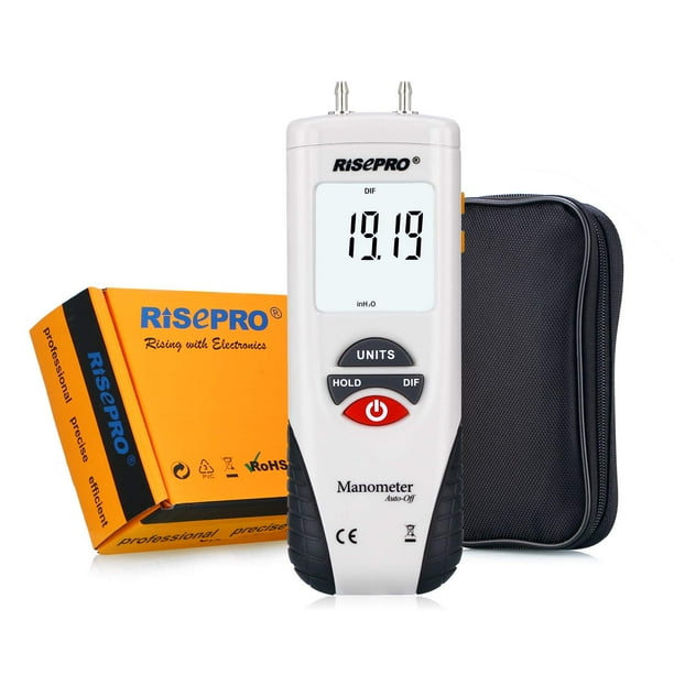 LCD Digital Manometer Dual Input Gas Pressure Tester Differential Pressure Gauge